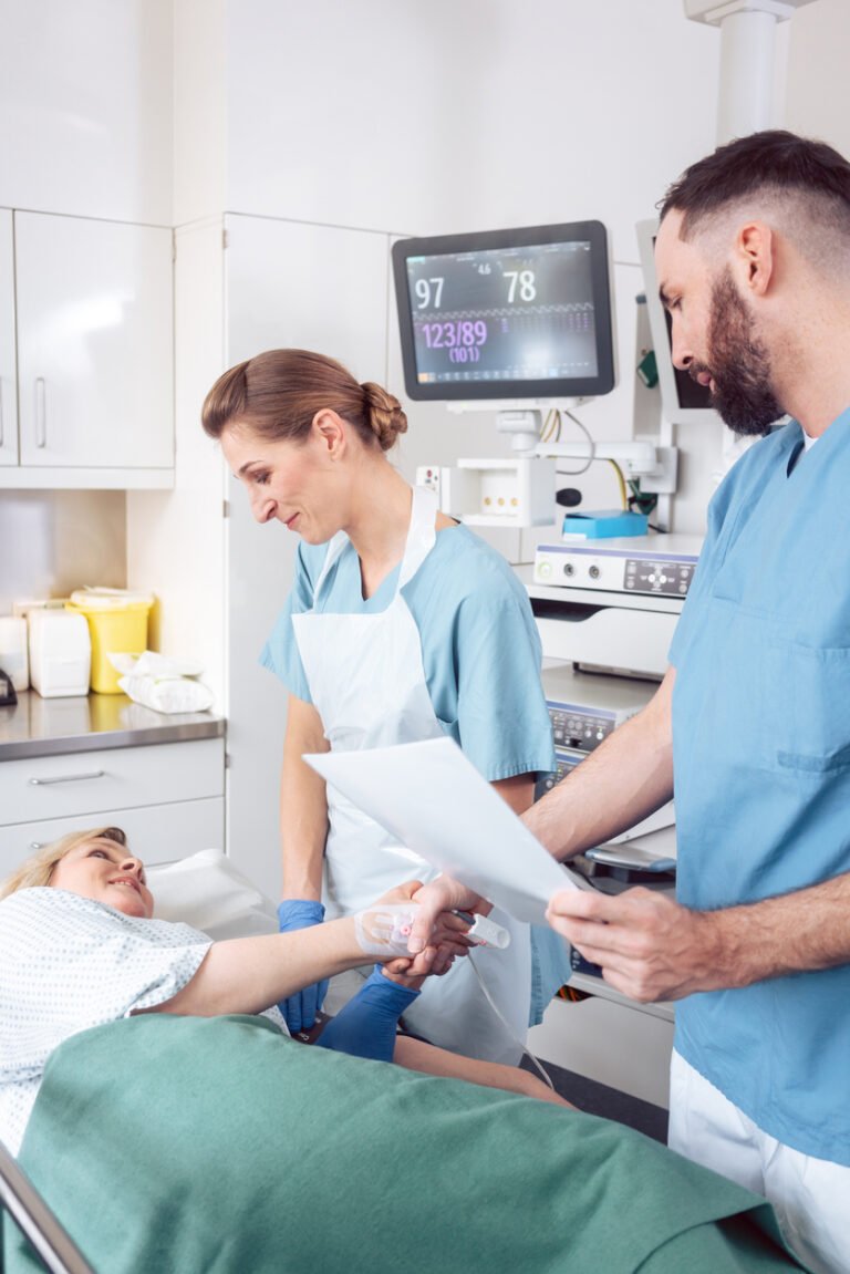 Doctor greeting patient before starting treatment